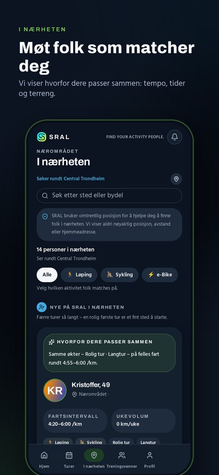 Oversikt over treningspartnere i nærheten med matchende tempo